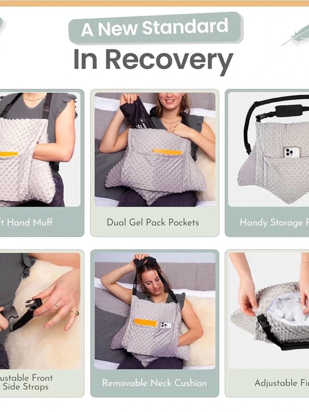 Abdominal Surgery, hysterectomy,  Car Seat Pillow - Gray Support Pillow